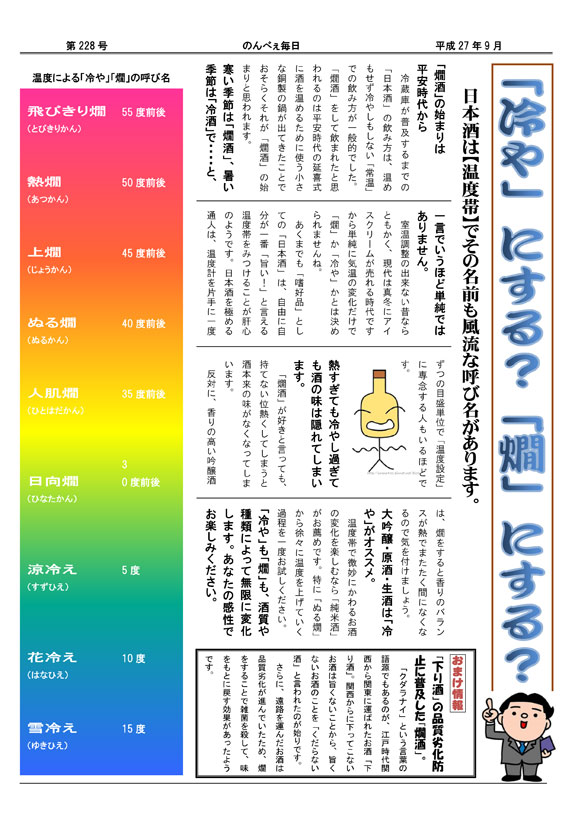 酒の新茶屋会報「のんべえ毎日」2015年9月号-2