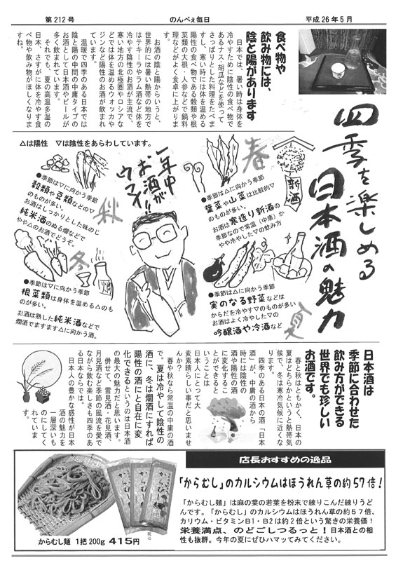 酒の新茶屋会報「のんべえ毎日」2014年5月号-2